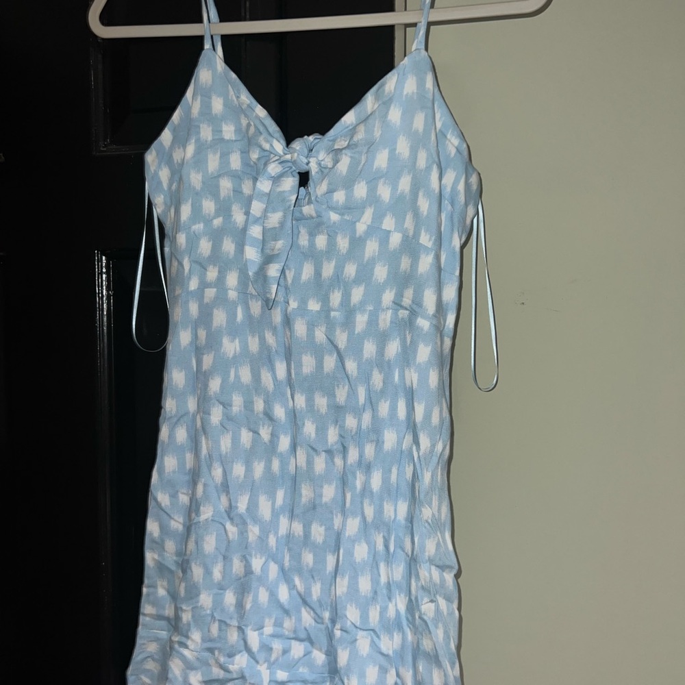 Light Blue and White Spaghetti Strap Dress